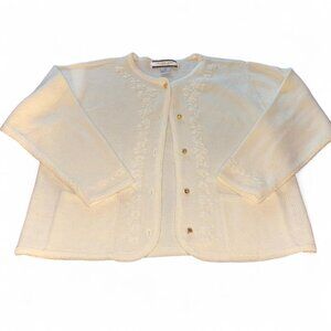Cream Embroidered Cardigan (M)